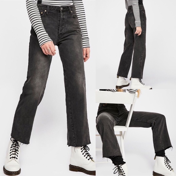 Free People Denim - Free People Faded Black Crop Straight Leg Jean NWT